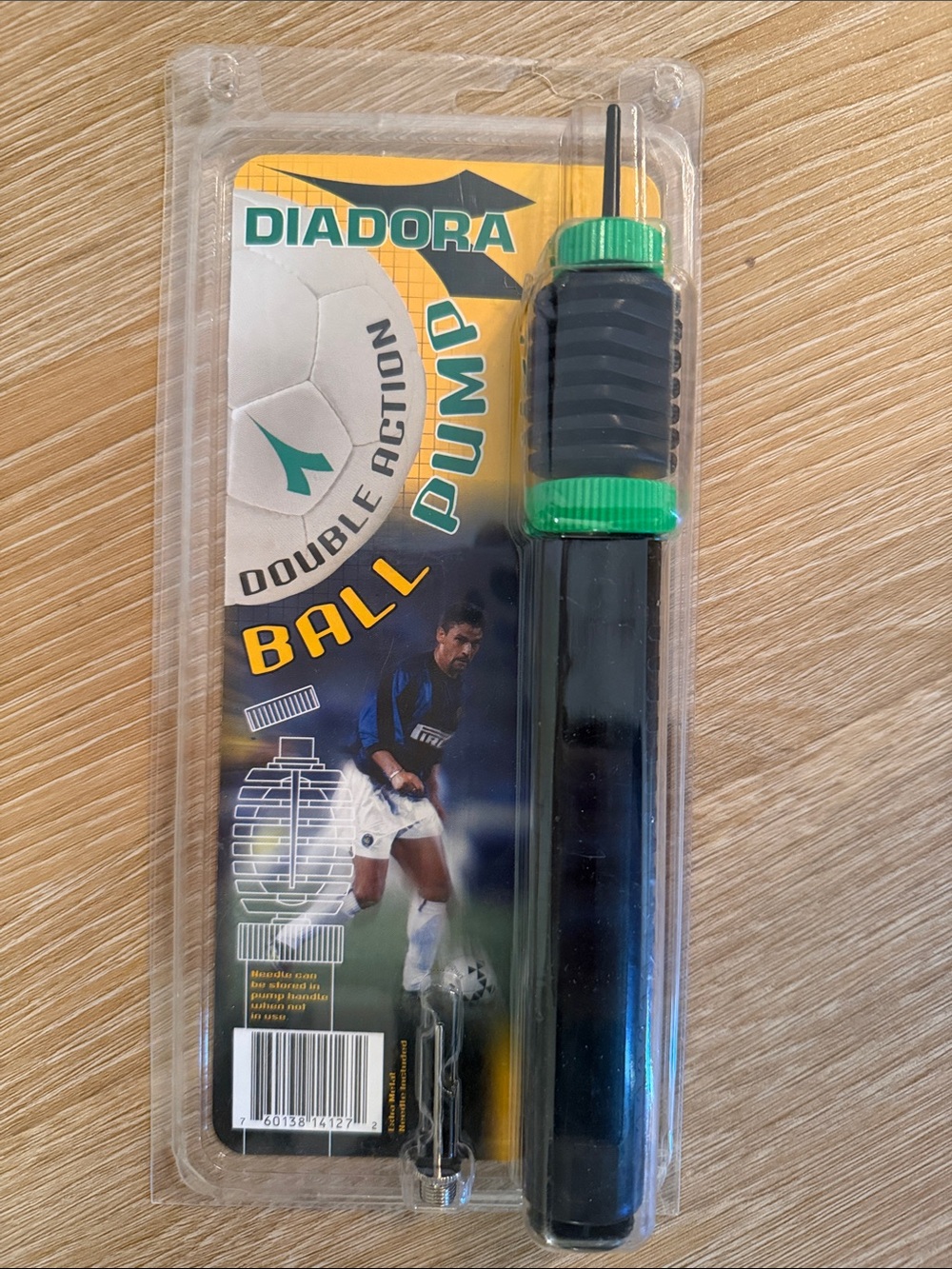 Diadora Black and Green Handheld Ball Pump with Needle